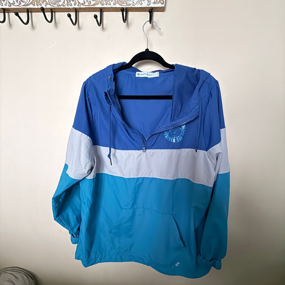 Blue and Gray Windbreaker Jacket